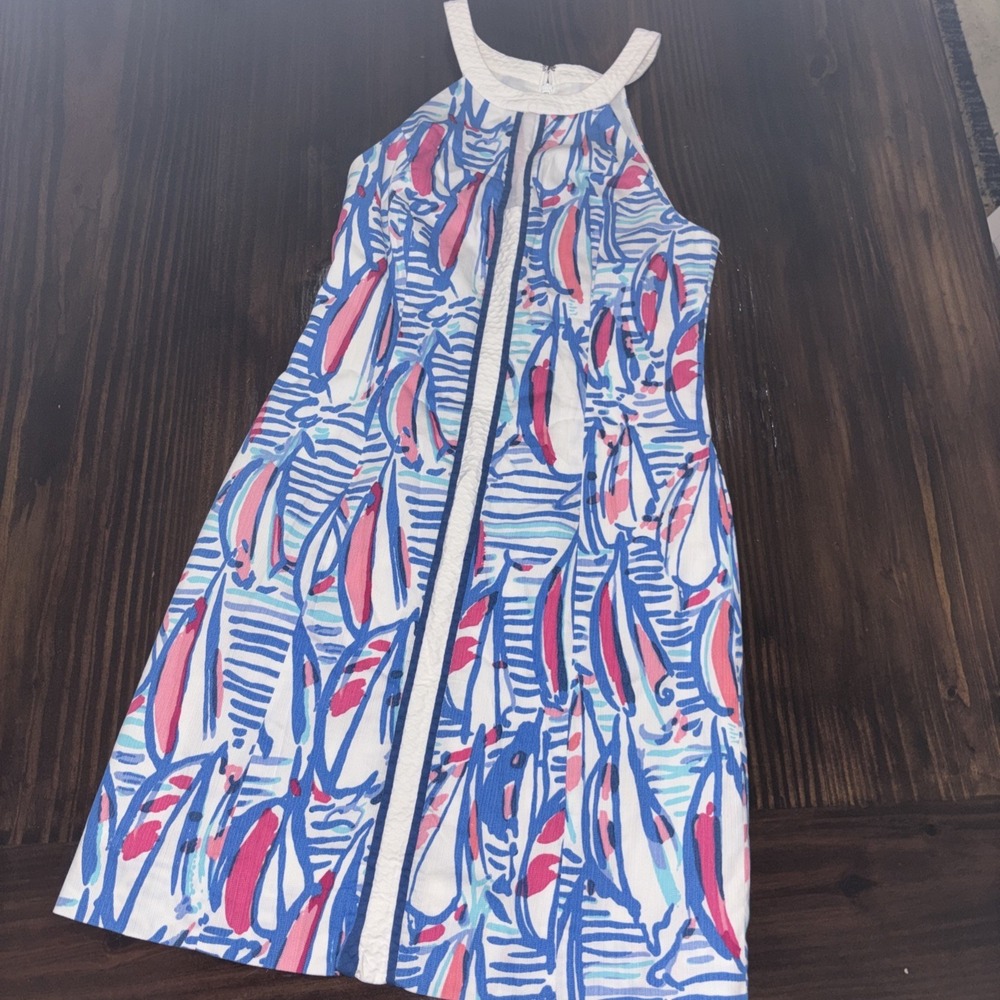 Lilly Pulitzer Pearl Shift Dress Red Right Return Size 00 Lined 100% Cotton
